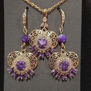 Gold, Silver and Purple Glass Jewelry Set